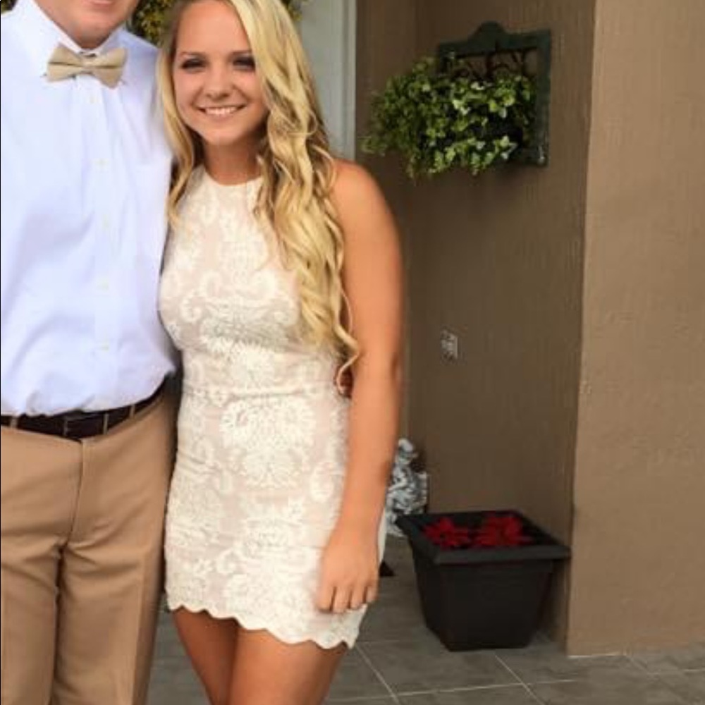 Cream and white hoco dress